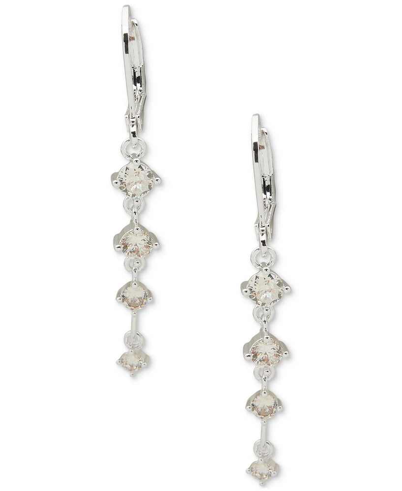 Anne Klein Silver-Tone Crystal Linear Drop Earrings