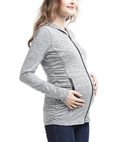 kimi + kai Maternity Striped Hooded Active Jacket