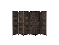 Slickblue 6.5Ft 6-Panel Weave Folding Fiber Room Divider Screen