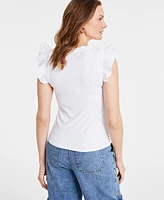 On 34th Women's Ruffle-Sleeve Knit Top, Created for Macy's