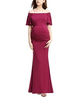 kimi + kai Maternity Abigail Off Shoulder Maxi Dress