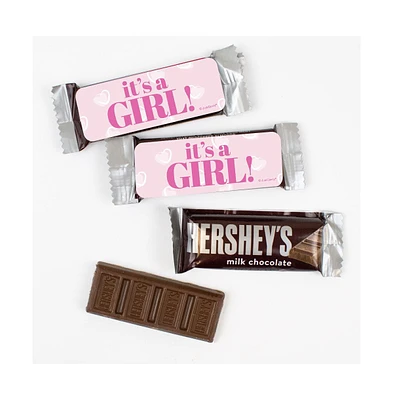 Just Candy 44 Pcs It's a Girl Baby Shower Candy Hershey's Snack Size Pink Chocolate Bar Party Favors (19.8 oz, Approx. 44 Pcs) - Assorted pre