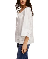 Fever Dobby Stripe Cotton Boho Top