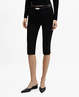 Mango Women's Belted Capri Trousers