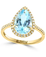 Effy Sky Blue Topaz (3-5/8 ct. t.w.) & Diamond (1/6 ct. t.w.) Pear Ring in 14k Gold