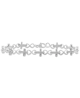 Diamond Cross & Infinity Link Bracelet (1/6 ct. t.w.) in Sterling Silver