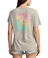 Lucky Brand Women's Rolling Stones Rainbow Tongue Boyfriend Tee