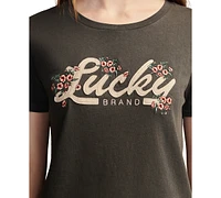 Lucky Brand Women's Cotton Floral Applique Tee