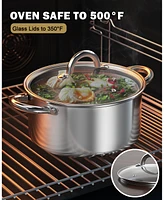 Cook N Home Stockpot with Lid, Basics Stainless Steel Soup Pot, 12-Quart