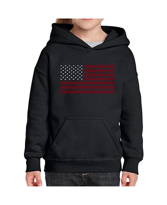 La Pop Art Girls Word Hooded Sweatshirt - Usa Flag
