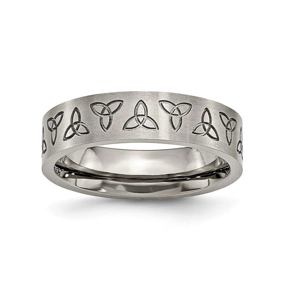 Chisel Titanium Brushed Trinity Symbol Flat Wedding Band Ring