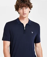 Guess Men's Dane Solid Quarter-Zip Tech Polo Shirt