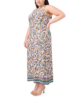 Msk Plus Printed Round-Neck Sleeveless Maxi Dress