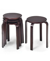 Sugift 18 Inch Stackable Bentwood Dining Chairs with Round Top - Set of 4