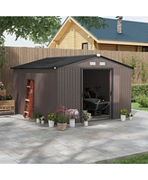 Outsunny 11' x 9' Steel Outdoor Utility Storage Tool Shed Kit for Backyard Garden