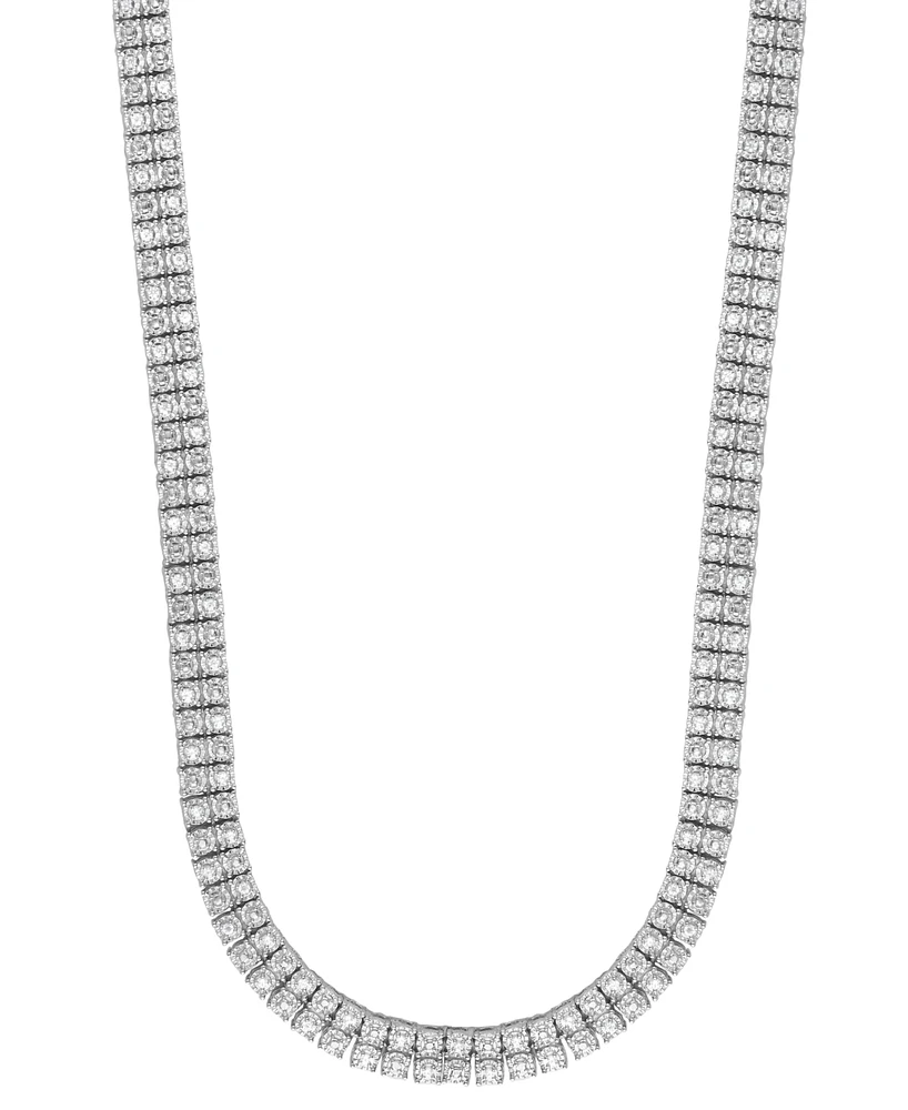 Diamond 20" Double Row Necklace (1 ct. t.w.) in Sterling Silver