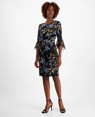 Connected Petite Printed Side Tab Sheath Dress