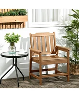 Outsunny 2 Piece Patio Chairs with Armrests, Slatted Back Armchair, Gray