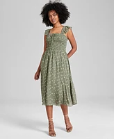 And Now This Women's Smocked Ruffle-Strap Midi Dress, Created for Macy's