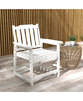 Outsunny Patio Chairs with Armrests Slatted Back Outdoor Armchair Black