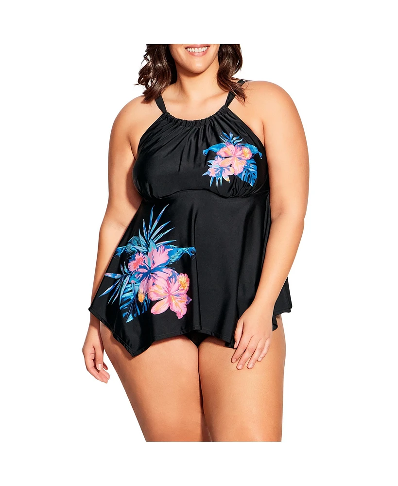 Avenue Plus Hanki Print Tankini Top