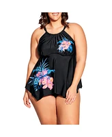 Avenue Plus Hanki Print Tankini Top