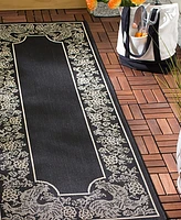 Safavieh Courtyard CY3305 Black and Sand 2'3" x 10' Sisal Weave Runner Outdoor Area Rug