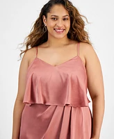 City Studios Plus Size Draped Sleeveless Midi Dress