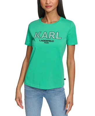 Karl Lagerfeld Paris Women's Embellished-Logo Tee
