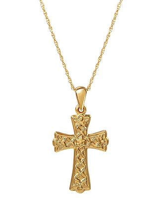 Giani Bernini Ornate Flared Cross 18" Pendant Necklace in 18k Gold-Plated Sterling Silver, Created for Macy's