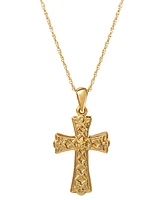 Giani Bernini Ornate Flared Cross 18" Pendant Necklace in 18k Gold-Plated Sterling Silver, Created for Macy's