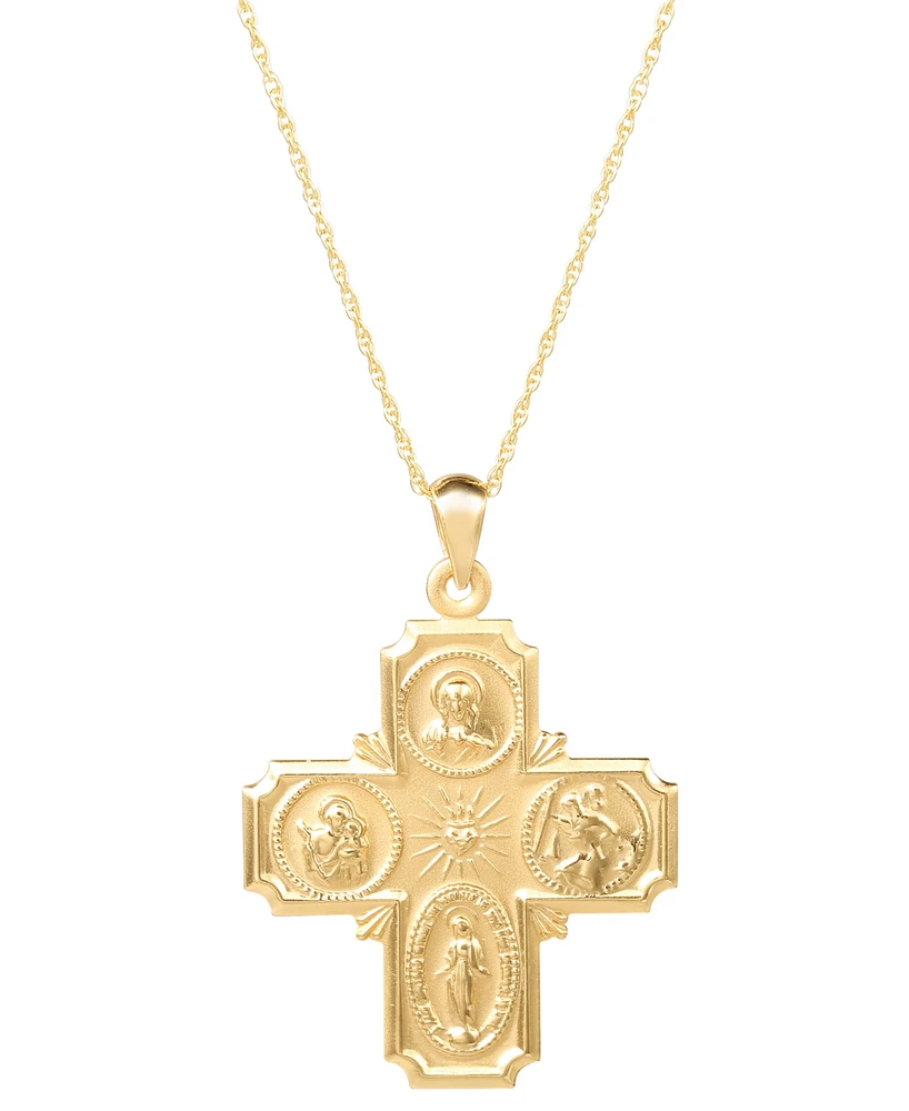 Giani Bernini Religious Figures Square Cross 18" Pendant Necklace in 18k Gold-Plated Sterling Silver, Created for Macy's