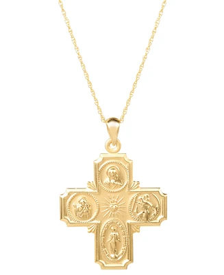 Giani Bernini Religious Figures Square Cross 18" Pendant Necklace in 18k Gold-Plated Sterling Silver, Created for Macy's