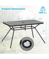 Sugift 49 Inch Patio Rectangle Dining Table with Umbrella Hole