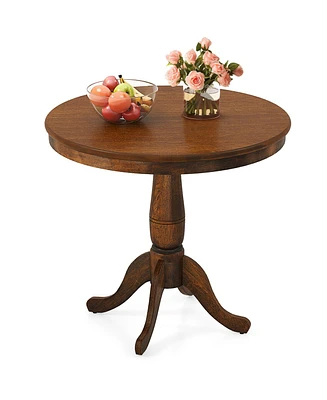 Sugift 32 Inch Wooden Round Pub Pedestal Side Table