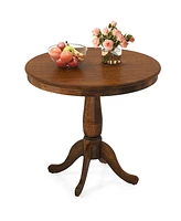 Inolait 32 Inch Wooden Round Pub Pedestal Side Table