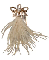 lonna & lilly Gold-Tone Crystal Bow & Feather Hair Comb