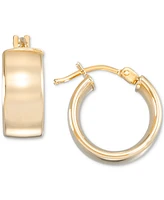 High Polished Wide Chunky Small Huggie Hoop Earrings in 14k Gold