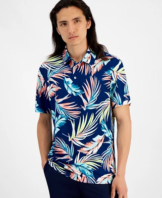 Club Room Men's Summer Leaf Regular-Fit Tropical-Print Performance Tech Polo Shirt, Created for Macy's