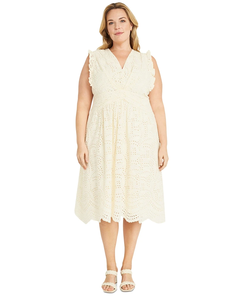 Maggy London Plus Eyelet Midi Dress