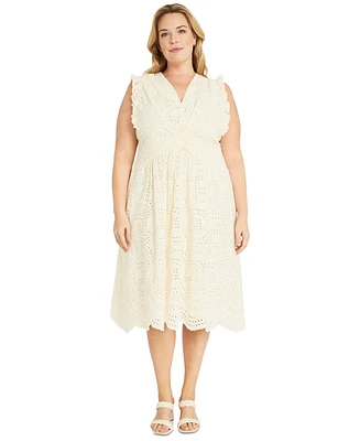 Maggy London Plus Eyelet Midi Dress