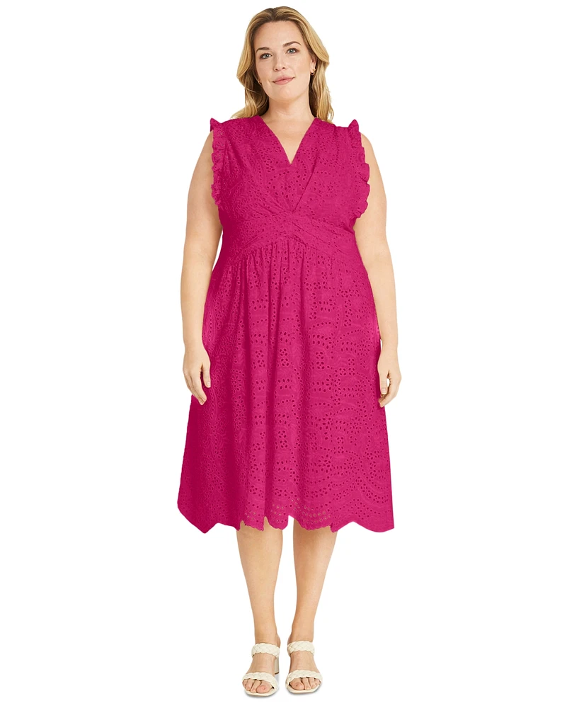 Maggy London Plus Eyelet Midi Dress