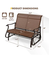 Sugift 2-Person Patio Glider Bench with High Back and Curved Armrests