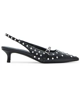 Madden Girl Krystall Rhinestone Pointed-Toe Slingback Kitten-Heel Pumps