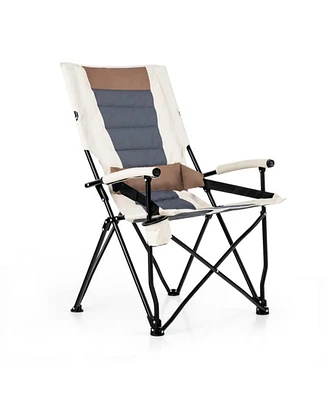 Sugift Folding Camping Chair with Cup Holder Armrest and Lumbar Pillow