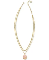 Kendra Scott 14k Gold-Plated Framed Stone Layered Pendant Necklace, 15" + 6" extender