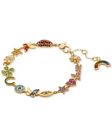 Kate Spade New York Gold-Tone Multicolor Crystal Rainbow Joy Charm Bracelet