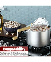 Cook N Home 6 Quart Aluminum Stovetop Popcorn Popper Silver