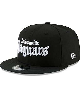 New Era Men's Black Jacksonville Jaguars Gothic Script 9fifty Snapback Hat