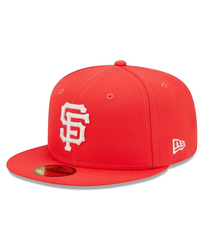 New Era Men's Red San Francisco Giants Lava Highlighter Logo 59fifty Fitted Hat